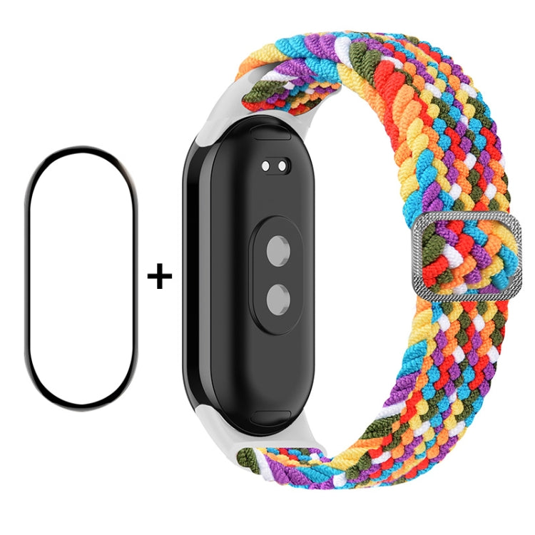 For Xiaomi Mi Band 8 ENKAY Hat-Prince 2 in 1 Set Full Coverage Screen Protector + Elastic Braided Nylon Watch Band