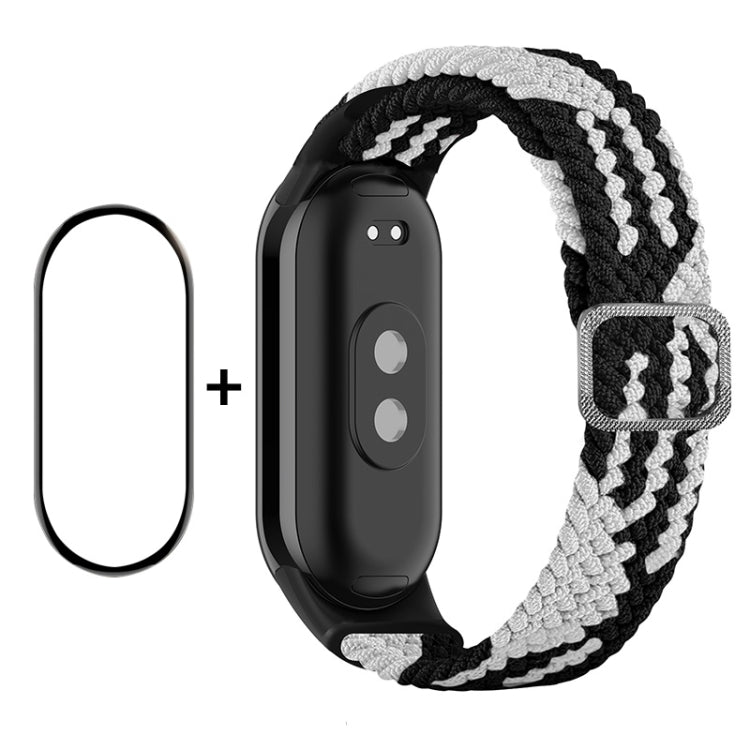 For Xiaomi Mi Band 8 ENKAY Hat-Prince 2 in 1 Set Full Coverage Screen Protector + Elastic Braided Nylon Watch Band