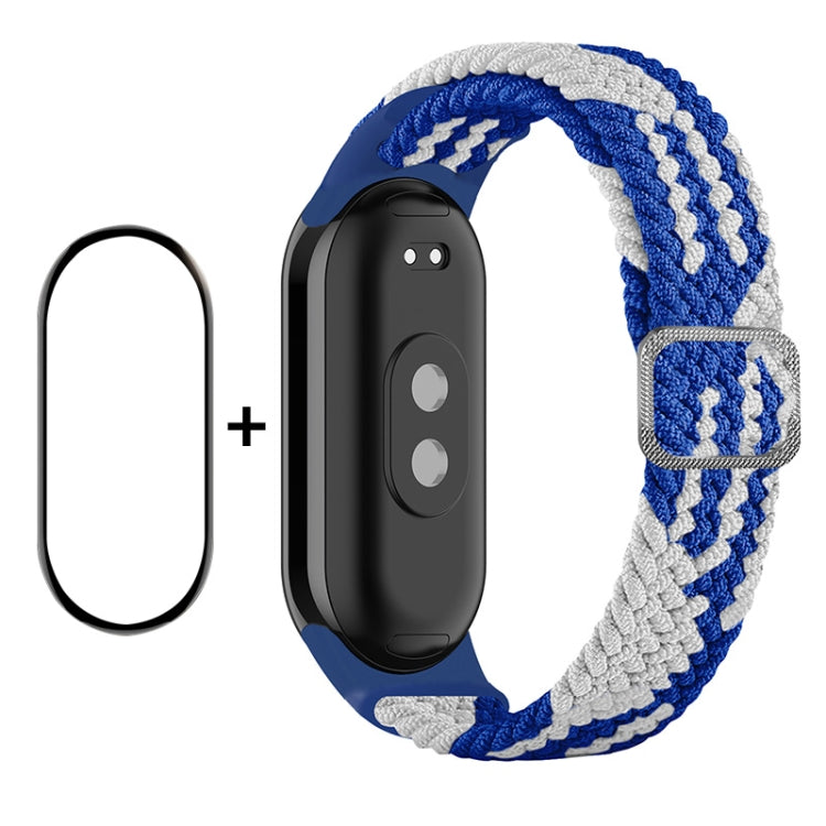 For Xiaomi Mi Band 8 ENKAY Hat-Prince 2 in 1 Set Full Coverage Screen Protector + Elastic Braided Nylon Watch Band