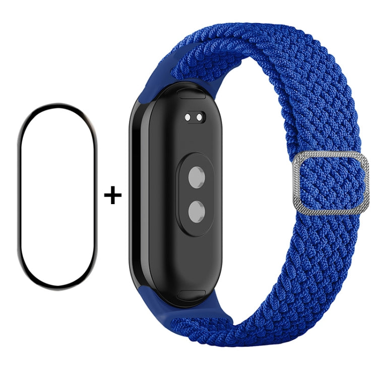 For Xiaomi Mi Band 8 ENKAY Hat-Prince 2 in 1 Set Full Coverage Screen Protector + Elastic Braided Nylon Watch Band