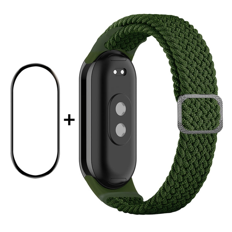 For Xiaomi Mi Band 8 ENKAY Hat-Prince 2 in 1 Set Full Coverage Screen Protector + Elastic Braided Nylon Watch Band