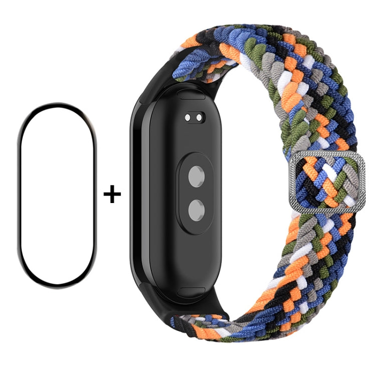 For Xiaomi Mi Band 8 ENKAY Hat-Prince 2 in 1 Set Full Coverage Screen Protector + Elastic Braided Nylon Watch Band