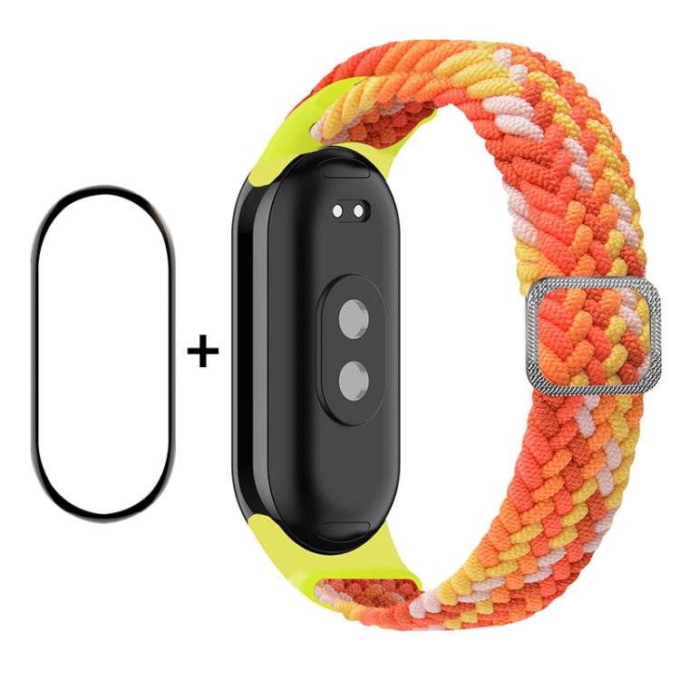 For Xiaomi Mi Band 8 ENKAY Hat-Prince 2 in 1 Set Full Coverage Screen Protector + Elastic Braided Nylon Watch Band