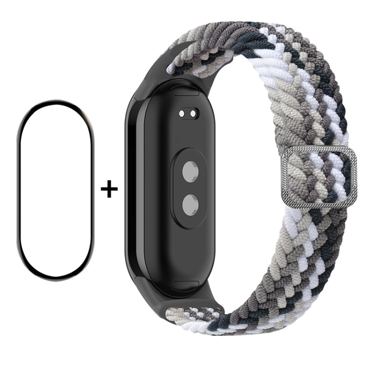 For Xiaomi Mi Band 8 ENKAY Hat-Prince 2 in 1 Set Full Coverage Screen Protector + Elastic Braided Nylon Watch Band