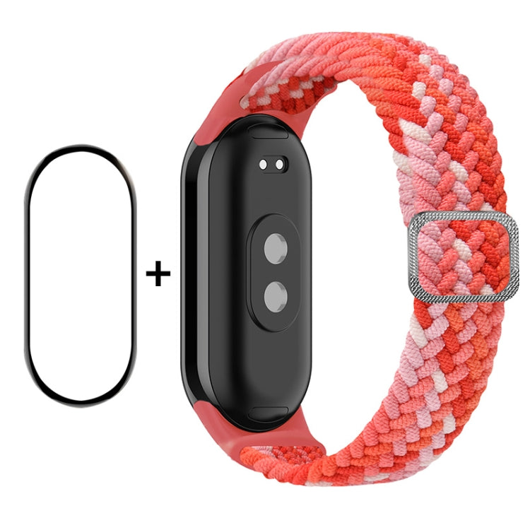 For Xiaomi Mi Band 8 ENKAY Hat-Prince 2 in 1 Set Full Coverage Screen Protector + Elastic Braided Nylon Watch Band