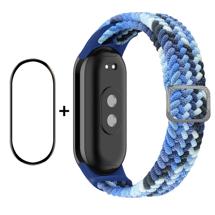 For Xiaomi Mi Band 8 ENKAY Hat-Prince 2 in 1 Set Full Coverage Screen Protector + Elastic Braided Nylon Watch Band