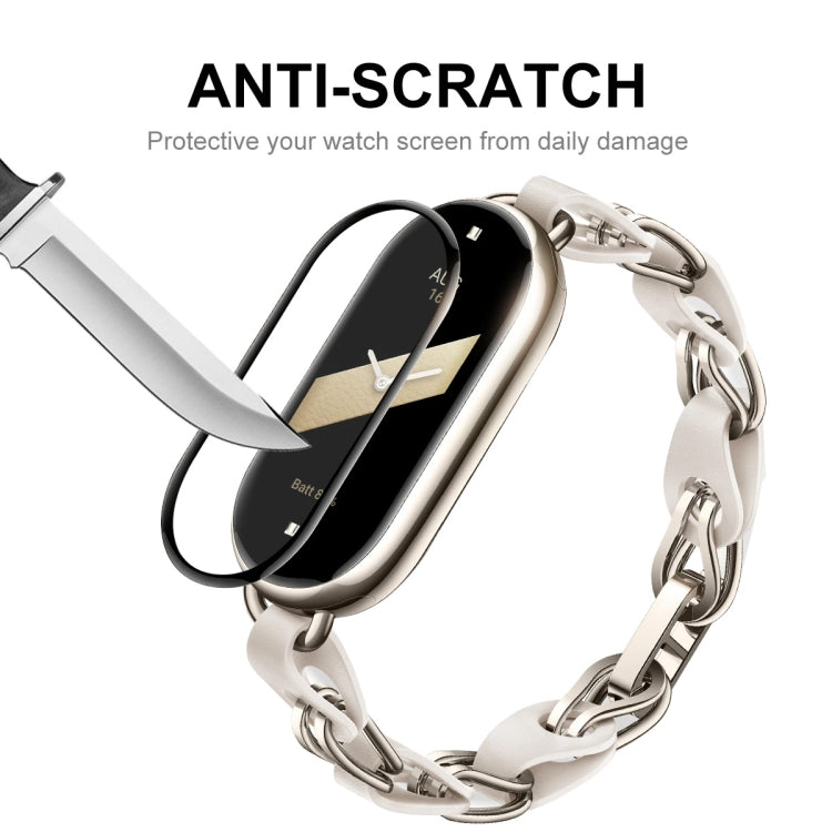 For Xiaomi Mi Band 8 ENKAY Hat-Prince 2 in 1 Set Full Coverage Screen Protector + Elastic Braided Nylon Watch Band