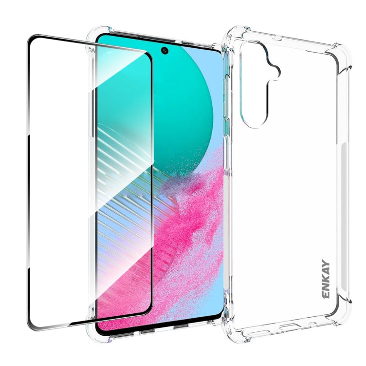 ENKAY Hat-Prince Transparent TPU Shockproof Phone Case with Glass Film, For Samsung Galaxy A24 4G, For Samsung Galaxy M14 5G, For Samsung Galaxy M54 5G, For Samsung Galaxy A34