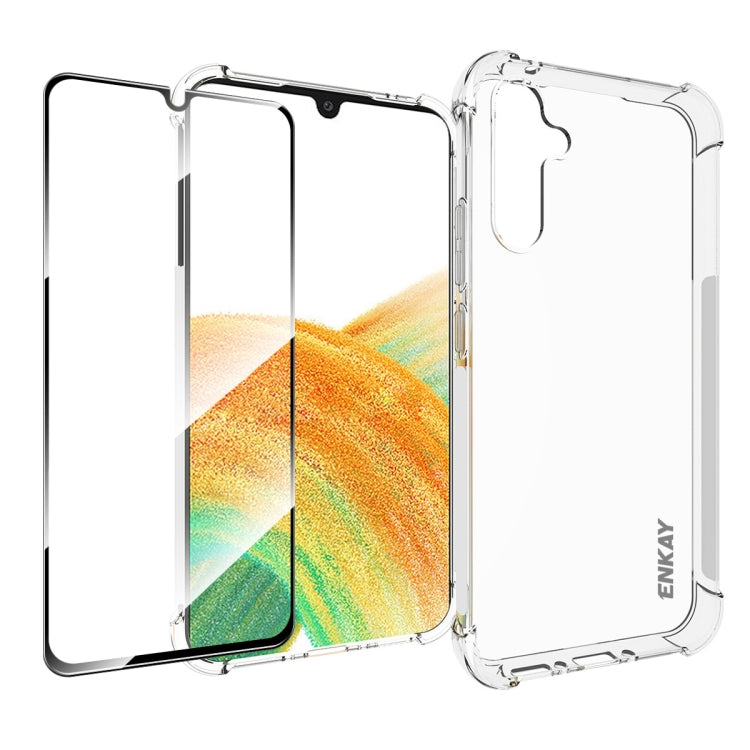 ENKAY Hat-Prince Transparent TPU Shockproof Phone Case with Glass Film, For Samsung Galaxy A24 4G, For Samsung Galaxy M14 5G, For Samsung Galaxy M54 5G, For Samsung Galaxy A34