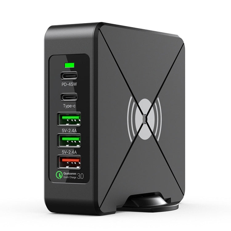 PD-75 Desktop PD Type-C USB QC 3.0 Fast Mobile Phone Charging Station Wireless Charger, PD-75