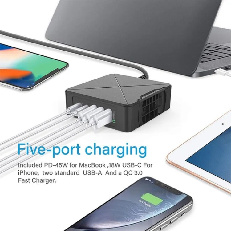 PD-75 Desktop PD Type-C USB QC 3.0 Fast Mobile Phone Charging Station Wireless Charger, PD-75