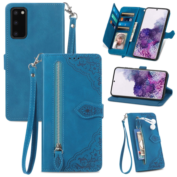 Embossed Flower Zipper Leather Phone Case