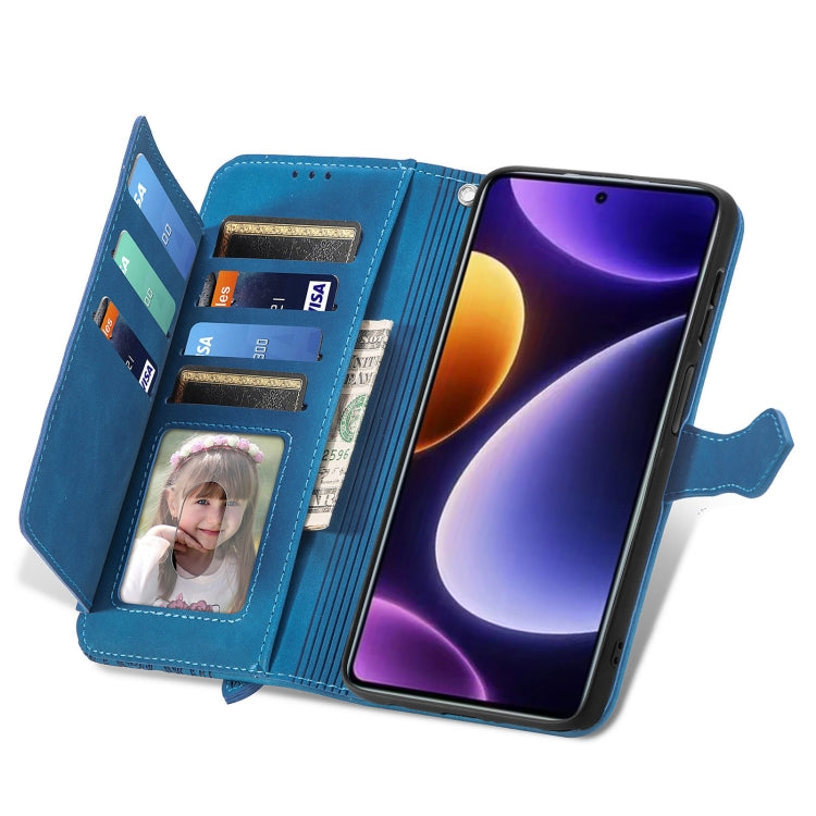 Embossed Flower Zipper Leather Phone Case