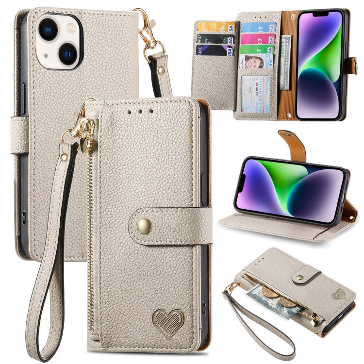 Love Zipper Lanyard Leather Phone Case