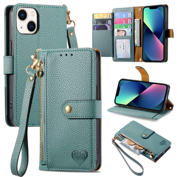 Love Zipper Lanyard Leather Phone Case, For iPhone 13, For iPhone 13 mini, For iPhone 12 mini, For iPhone 12 / 12 Pro