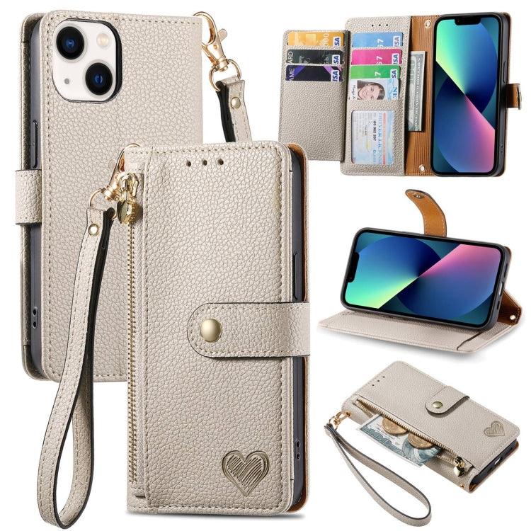 Love Zipper Lanyard Leather Phone Case, For iPhone 13, For iPhone 13 mini, For iPhone 12 mini, For iPhone 12 / 12 Pro