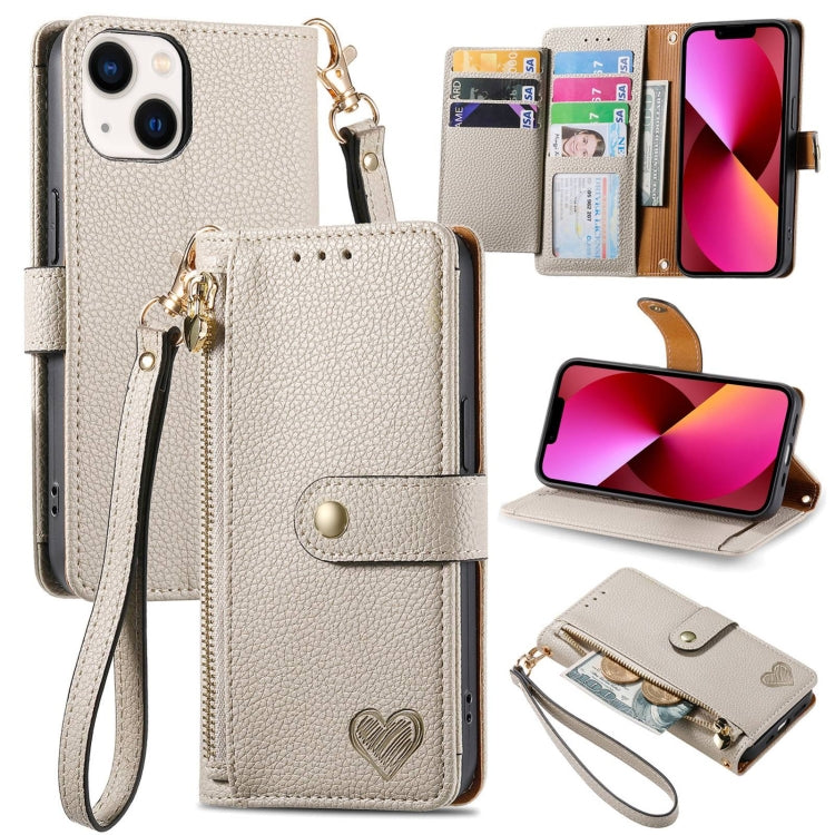 Love Zipper Lanyard Leather Phone Case