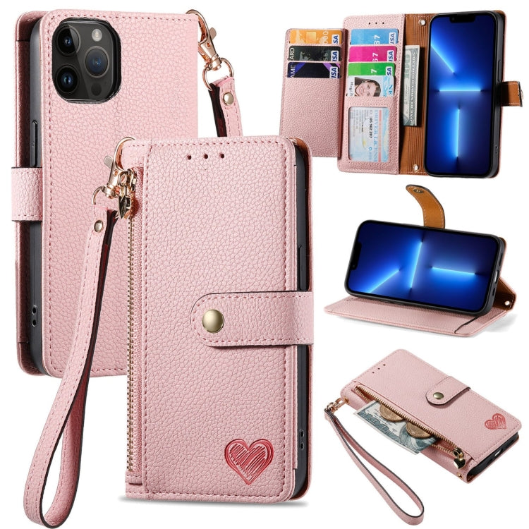 Love Zipper Lanyard Leather Phone Case, For iPhone 14 Pro Max, For iPhone 7 / 8 / SE 2022, For iPhone 13 Pro Max, For iPhone 13 Pro