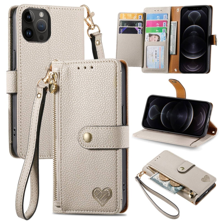 Love Zipper Lanyard Leather Phone Case