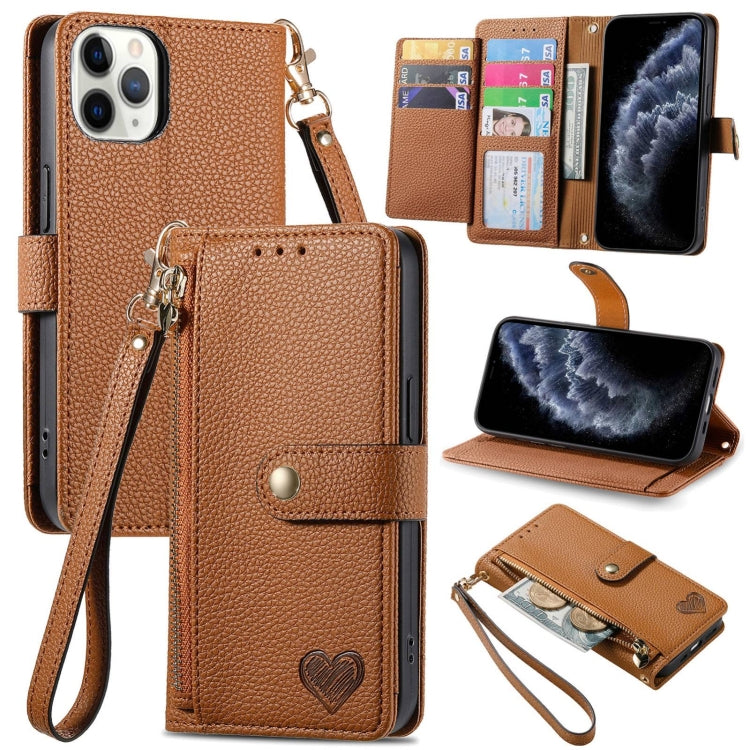 Love Zipper Lanyard Leather Phone Case, For iPhone 12 Pro Max, For iPhone 11 Pro Max, For iPhone 11, For iPhone 11 Pro