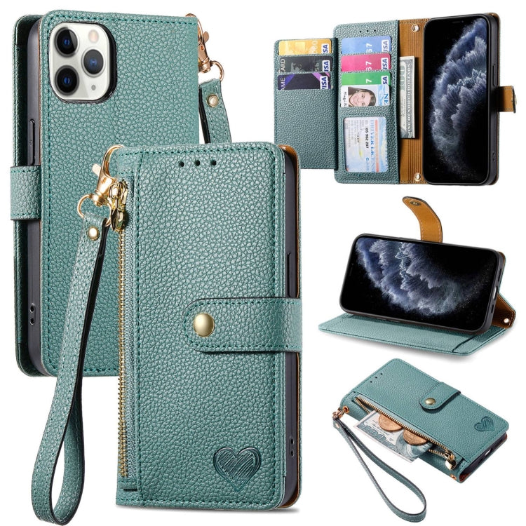 Love Zipper Lanyard Leather Phone Case, For iPhone 11, For iPhone 11 Pro, For iPhone X / XS, For iPhone XR