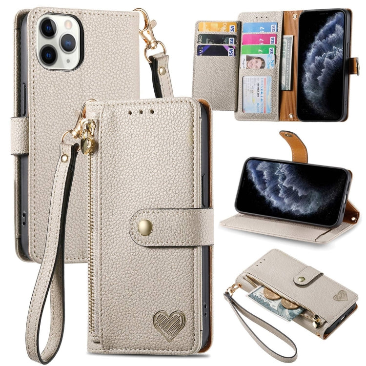 Love Zipper Lanyard Leather Phone Case, For iPhone 11, For iPhone 11 Pro, For iPhone X / XS, For iPhone XR