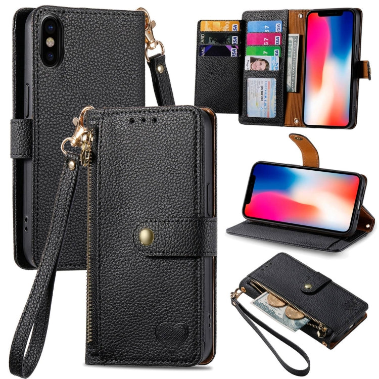 Love Zipper Lanyard Leather Phone Case