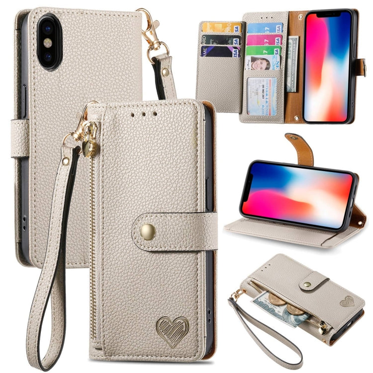 Love Zipper Lanyard Leather Phone Case