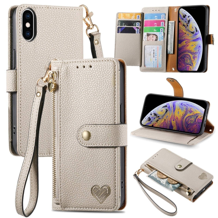 Love Zipper Lanyard Leather Phone Case