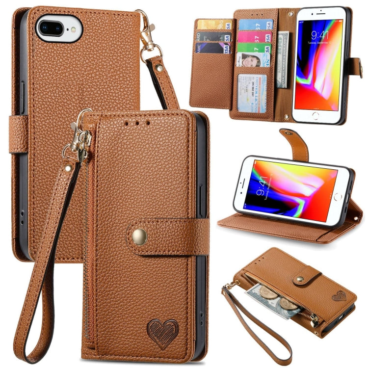 Love Zipper Lanyard Leather Phone Case