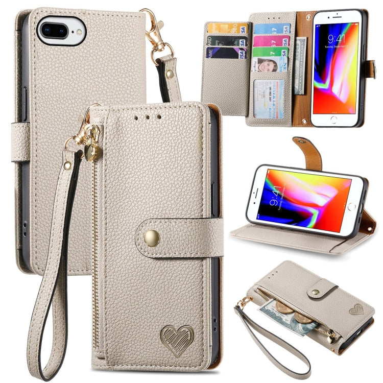 Love Zipper Lanyard Leather Phone Case, For iPhone XS Max, For iPhone 7 Plus / 8 Plus, For iPhone 6 Plus / 6s Plus, For iPhone 6 / 6s