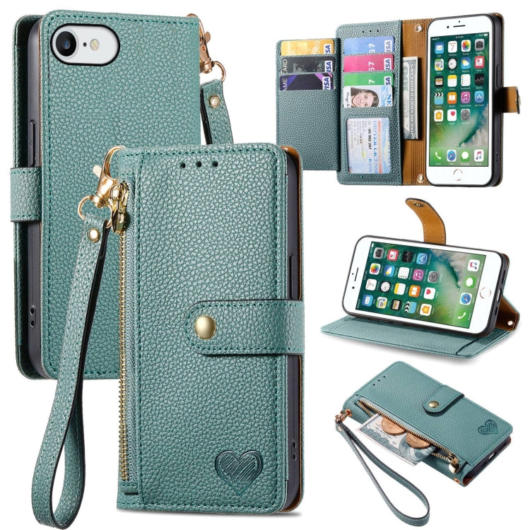 Love Zipper Lanyard Leather Phone Case, For iPhone XS Max, For iPhone 7 Plus / 8 Plus, For iPhone 6 Plus / 6s Plus, For iPhone 6 / 6s