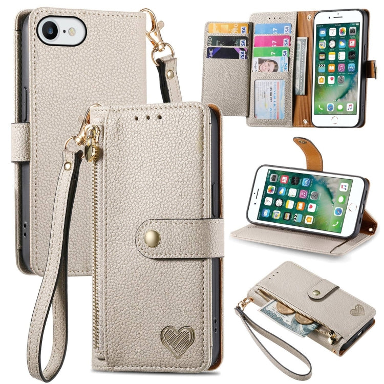 Love Zipper Lanyard Leather Phone Case