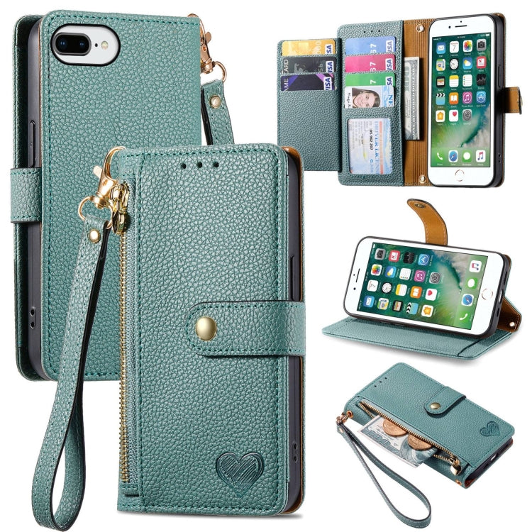 Love Zipper Lanyard Leather Phone Case, For iPhone XS Max, For iPhone 7 Plus / 8 Plus, For iPhone 6 Plus / 6s Plus, For iPhone 6 / 6s