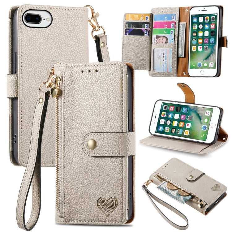 Love Zipper Lanyard Leather Phone Case, For iPhone XS Max, For iPhone 7 Plus / 8 Plus, For iPhone 6 Plus / 6s Plus, For iPhone 6 / 6s