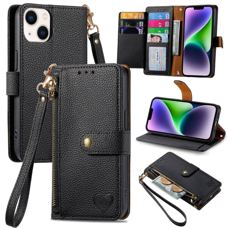 Love Zipper Lanyard Leather Phone Case