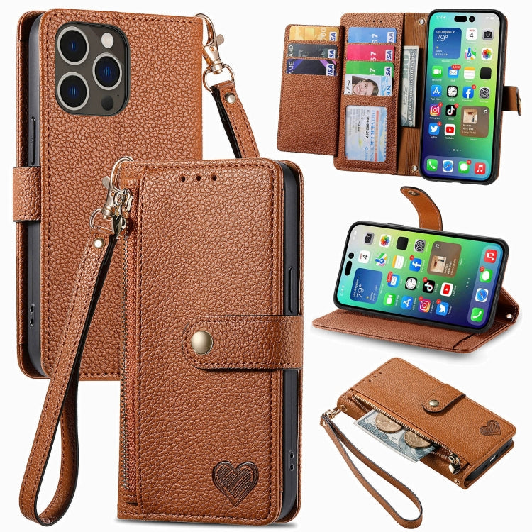 Love Zipper Lanyard Leather Phone Case, For iPhone Air, For iPhone 16 Pro Max, For iPhone 16 Pro, For iPhone 16 Plus