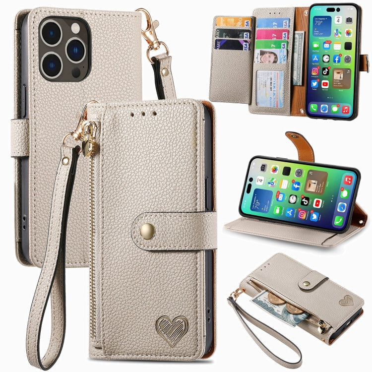 Love Zipper Lanyard Leather Phone Case, For iPhone Air, For iPhone 16 Pro Max, For iPhone 16 Pro, For iPhone 16 Plus