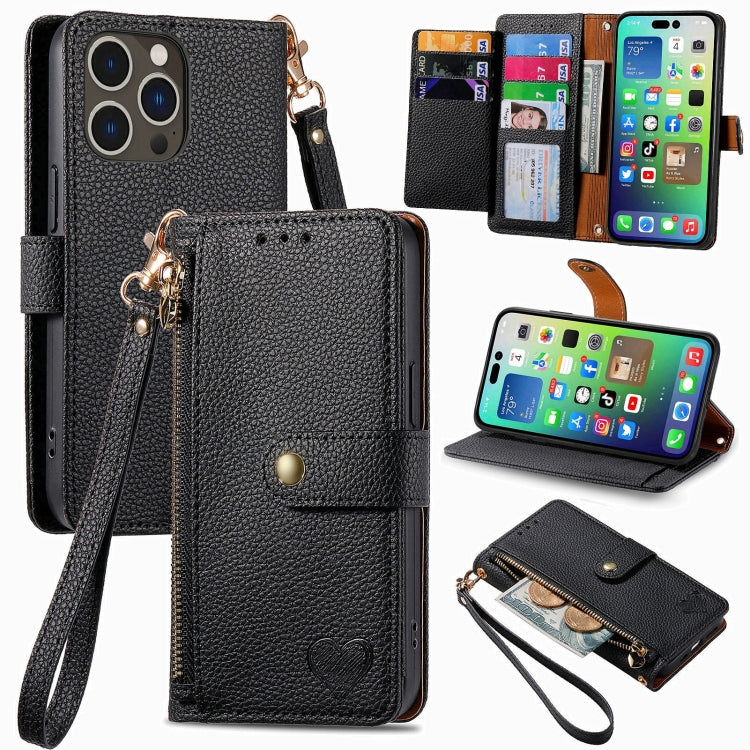 Love Zipper Lanyard Leather Phone Case, For iPhone Air, For iPhone 16 Pro Max, For iPhone 16 Pro, For iPhone 16 Plus