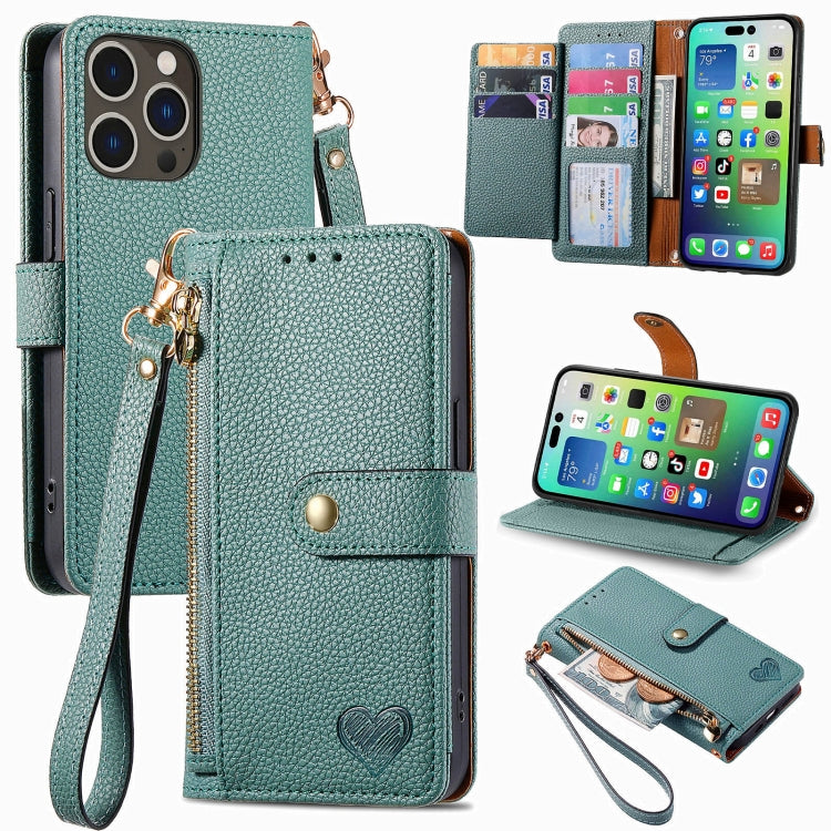 Love Zipper Lanyard Leather Phone Case, For iPhone Air, For iPhone 16 Pro Max, For iPhone 16 Pro, For iPhone 16 Plus