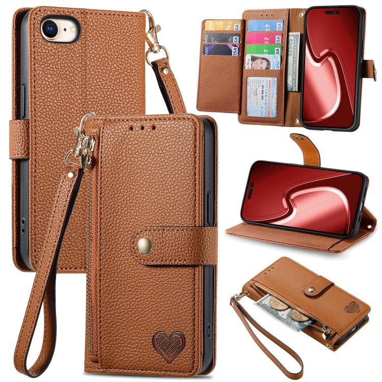 Love Zipper Lanyard Leather Phone Case, For iPhone 18 Pro / 17 Pro, For iPhone 18 Pro Max / 17 Pro Max, For iPhone 17e / 16e, For iPhone 17
