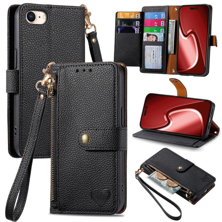 Love Zipper Lanyard Leather Phone Case, For iPhone 18 Pro / 17 Pro, For iPhone 18 Pro Max / 17 Pro Max, For iPhone 17e / 16e, For iPhone 17