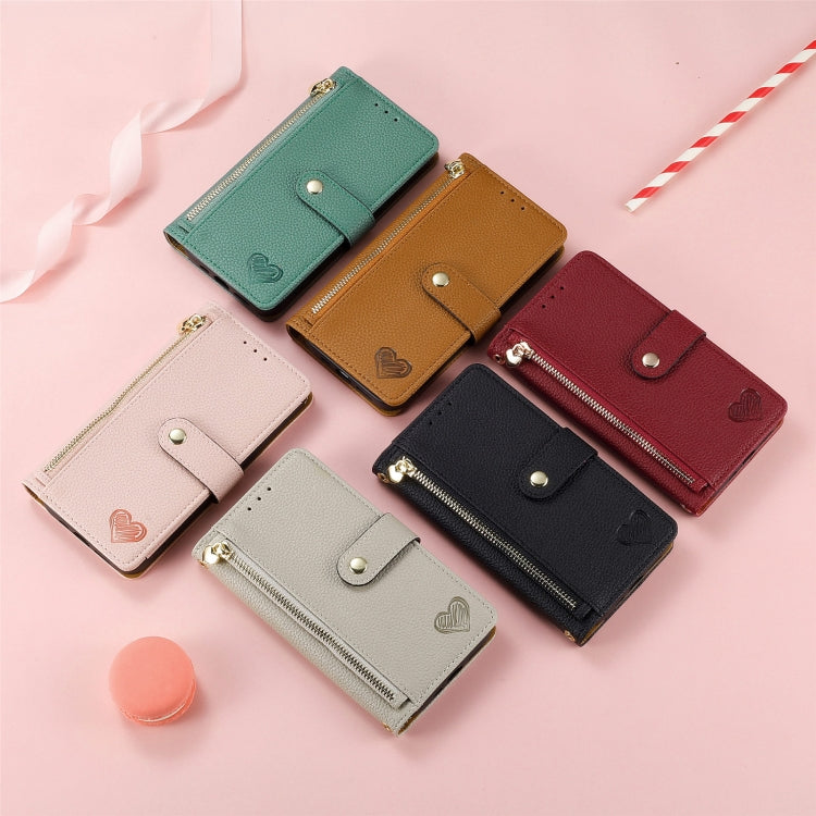Love Zipper Lanyard Leather Phone Case, For iPhone 17e / 16e, For iPhone 17 Pro Max, For iPhone 17 Pro, For iPhone 17
