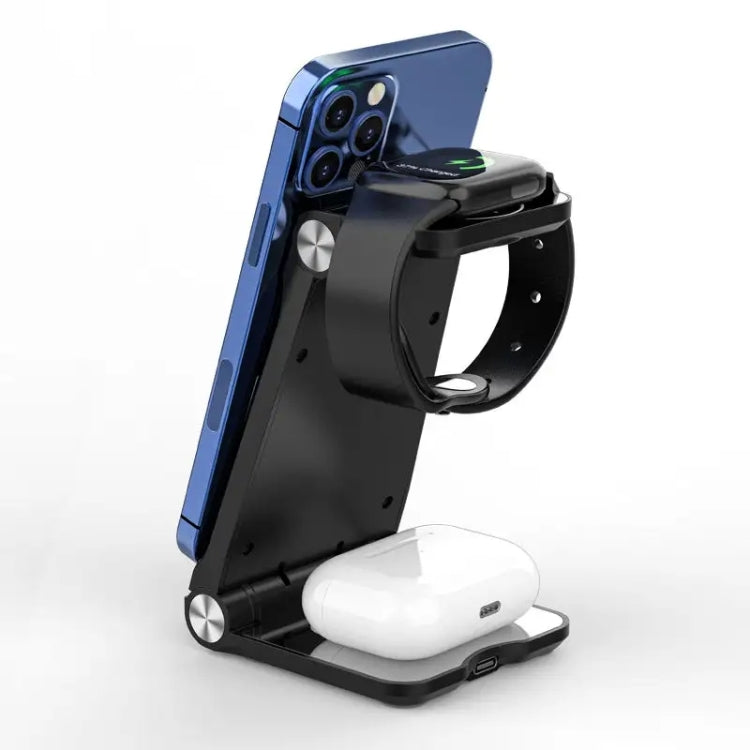 T8  QI Certified Fast Charging Station 3 in 1 Foldable Design Charging Dock, T8