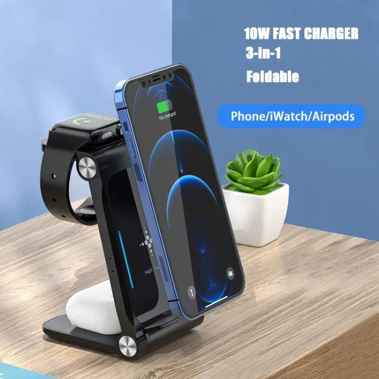 T8  QI Certified Fast Charging Station 3 in 1 Foldable Design Charging Dock, T8