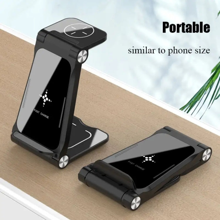 T8  QI Certified Fast Charging Station 3 in 1 Foldable Design Charging Dock, T8