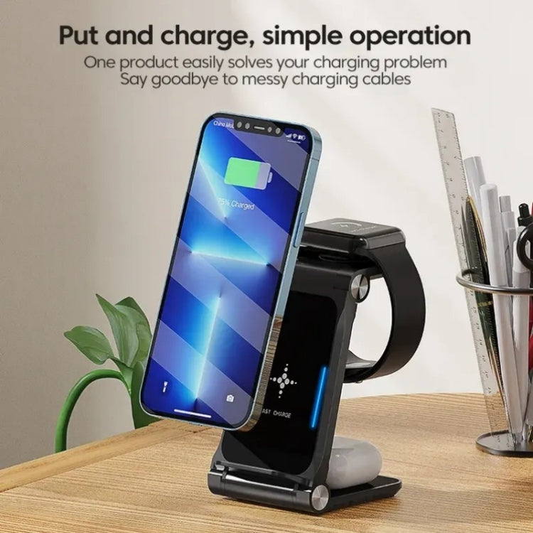 T8  QI Certified Fast Charging Station 3 in 1 Foldable Design Charging Dock, T8