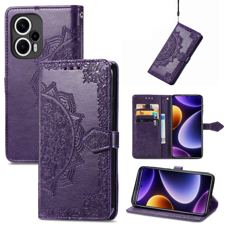 Mandala Flower Embossed Leather Phone Case