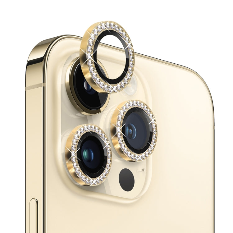 NORTHJO Camera Lens Tempered Glass Metal Rhinestone Ring Film, For iPhone 14 Pro / 14 Pro Max
