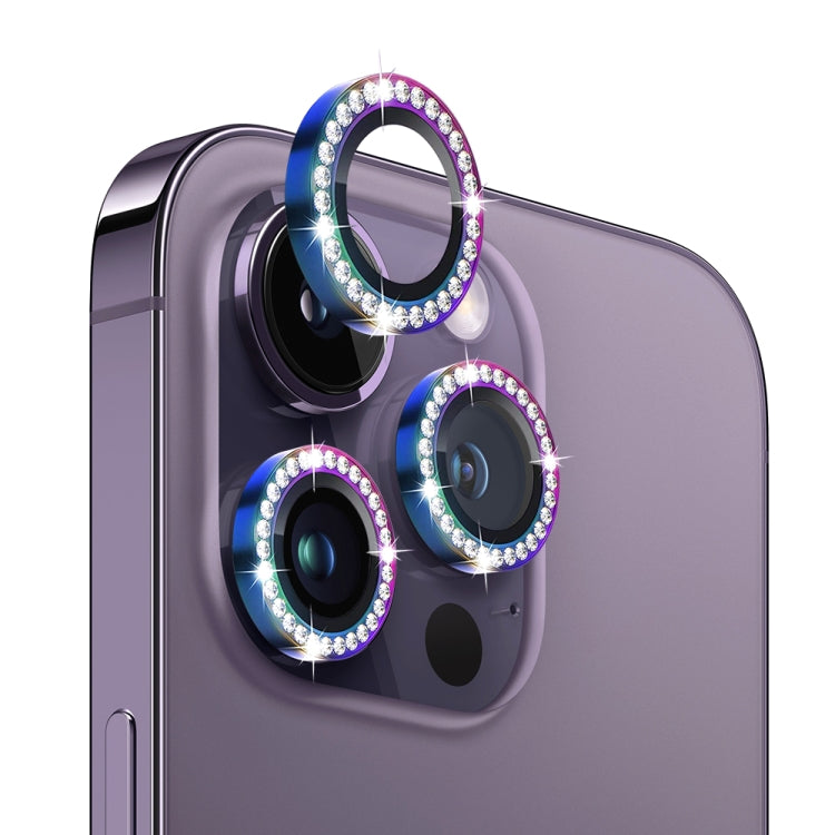 NORTHJO Camera Lens Tempered Glass Metal Rhinestone Ring Film, For iPhone 14 Pro / 14 Pro Max